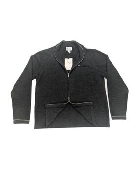 NWT Neve Robert 100% Wool Full Zip Sweater Men’s Large Charcoal Après Ski Luxury